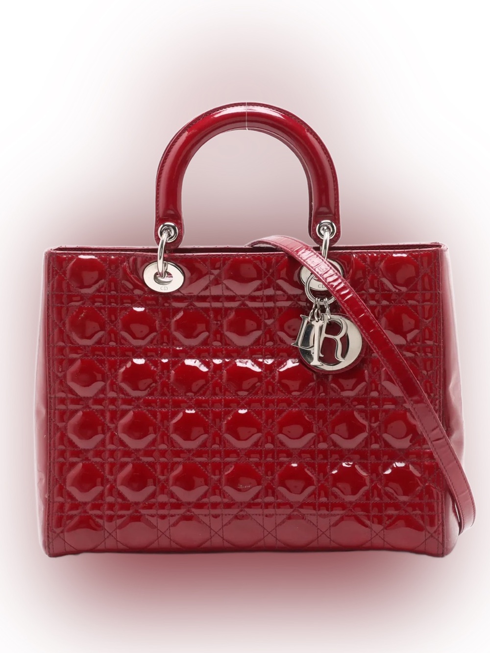 1️⃣9️⃣5️⃣0️⃣ Dior Patent Red Cannage Tote with Silver Hardware